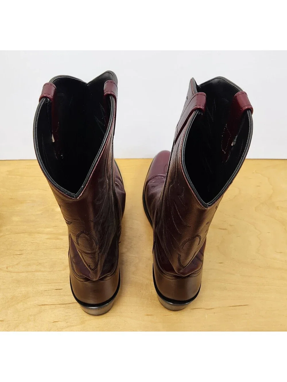 Old West Men’s Burgundy Wine Smooth Leather Western Boots Size 10.5 D SCM7013